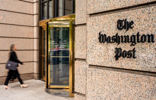 The Washington Post Building in DC is pictured on June 5.  Readers are canceling their subscriptions and one-third of the Post’s editorial board stepped down in protest of Jeff Bezos’s decision to block The Washington Post from endorsing a presidential candidate.