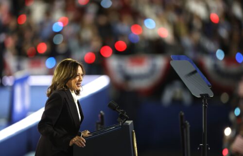 Vice President Kamala Harris speaks during a campaign rally on the Ellipse on October 29