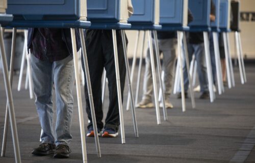 Voters cast their ballots during Michigan's early voting period on October 29