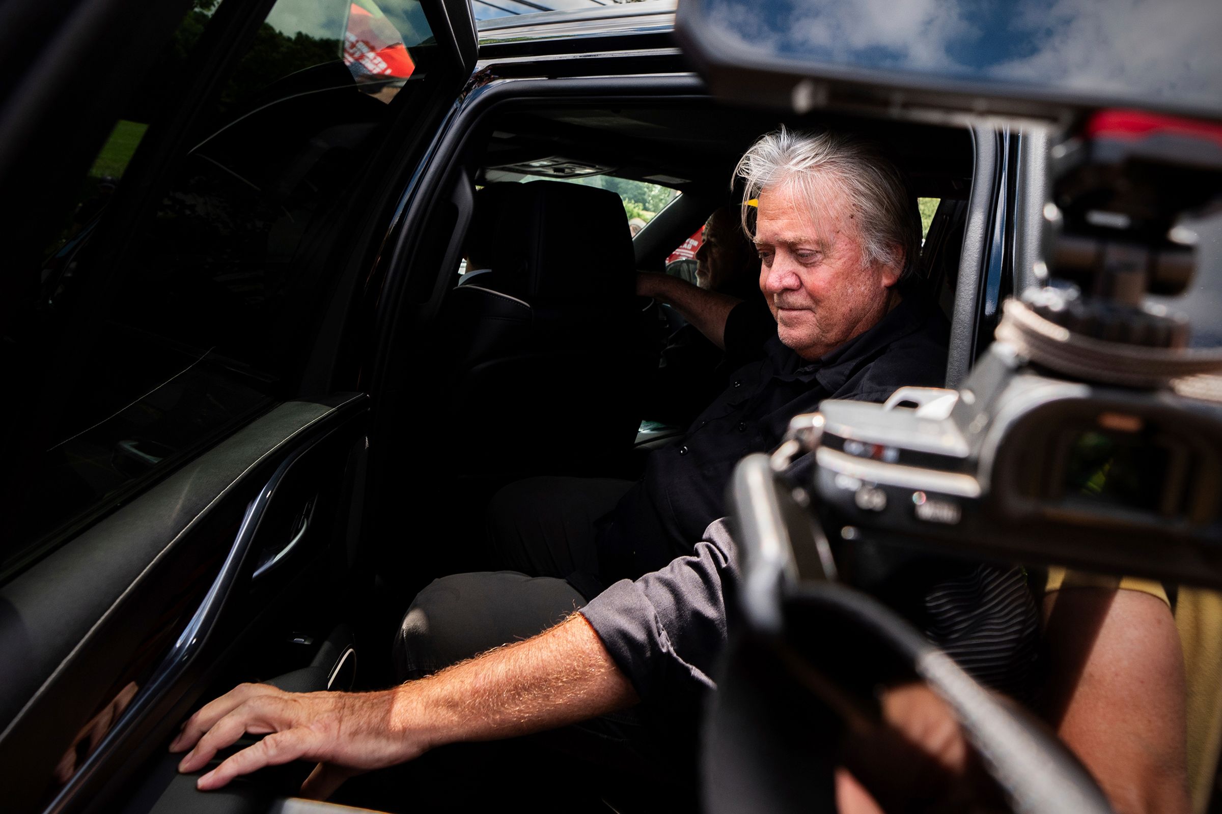 Steve Bannon gets into his car before reporting to Danbury Federal Correctional Institution on July 1 in Danbury, Connecticut.