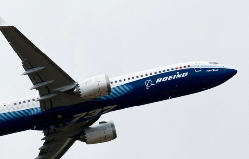 A Boeing 737 MAX-10 performs a flying display at the 54th International Paris Airshow at Le Bourget Airport near Paris