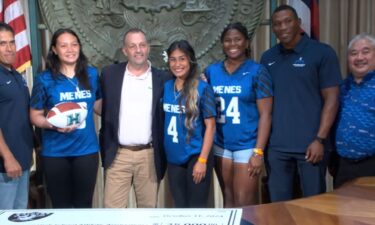 Governor Josh Green welcomed Hawaii’s first girls’ high school flag football season through a donation that was received to support diversity