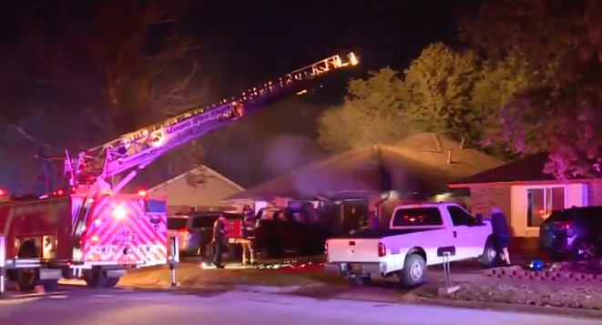 <i>KOCO via CNN Newsource</i><br/>A family of five escaped to safety after a fire sparked early November 12 at a home in Moore.