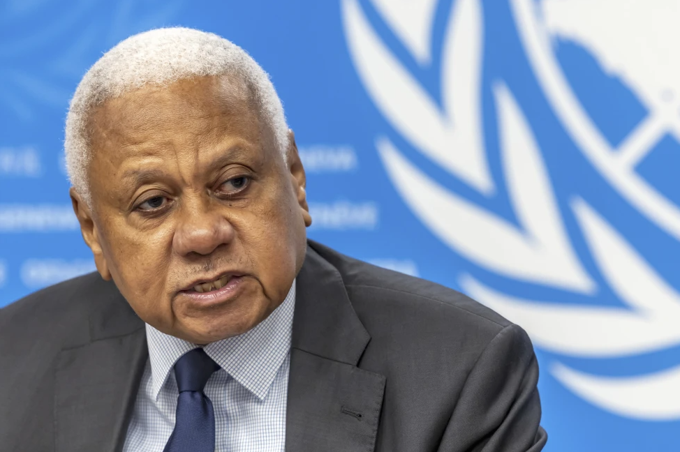 Mohamed Chande Othman, chair of the of the United Nations Fact-Finding Mission, presents its first investigative report to the media during a press conference at the European headquarters of the United Nations in Geneva, Switzerland, Friday, Sept. 6, 2024.