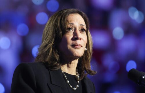 Vice President Kamala Harris makes her way to board Air Force Two before departing Dane County Regional Airport in Madison