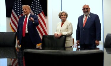 Susie Wiles is seen with Donald Trump and co-campaign manager Chris LaCivita as the former president meets with Ukrainian President Volodymyr Zelensky at Trump Tower in New York City on September 27.