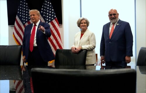 Susie Wiles is seen with Donald Trump and co-campaign manager Chris LaCivita as the former president meets with Ukrainian President Volodymyr Zelensky at Trump Tower in New York City on September 27.