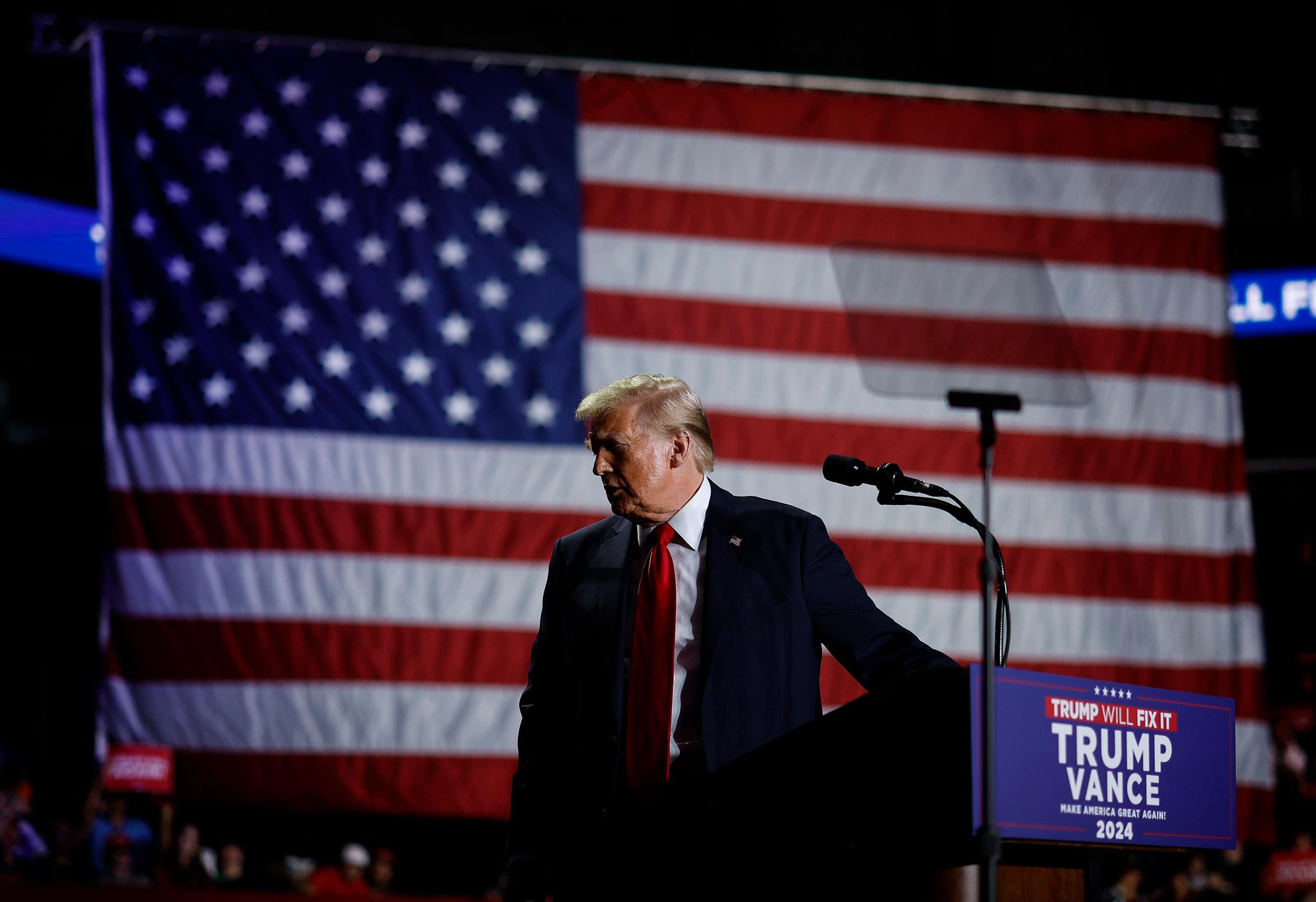 Former President Donald Trump, holds a campaign rally at First Horizon Coliseum on November 2, in Greensboro, North Carolina.