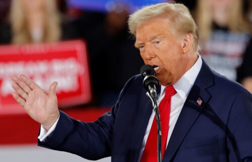 Former President Donald Trump speaks during a rally in Raleigh