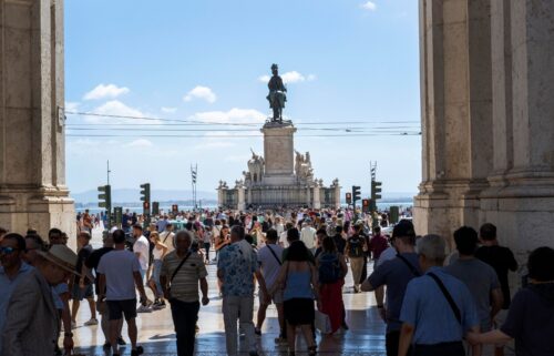 Thousands of locals in Lisbon