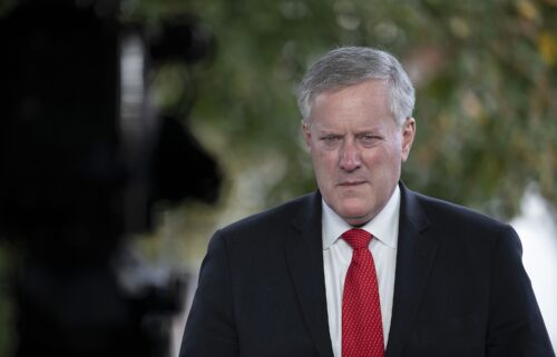 White House Chief of Staff Mark Meadows talks to reporters at the White House on October 21