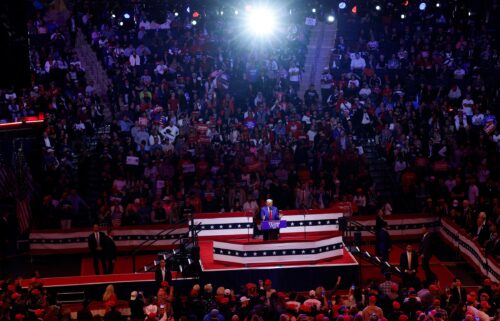 Former President Donald Trump speaks at a campaign rally at Madison Square Garden on October 27