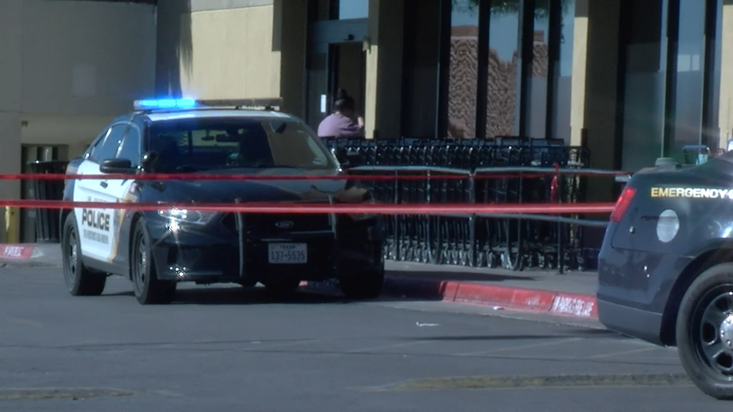 A police unit outside of the Albertsons Tuesday afternoon.