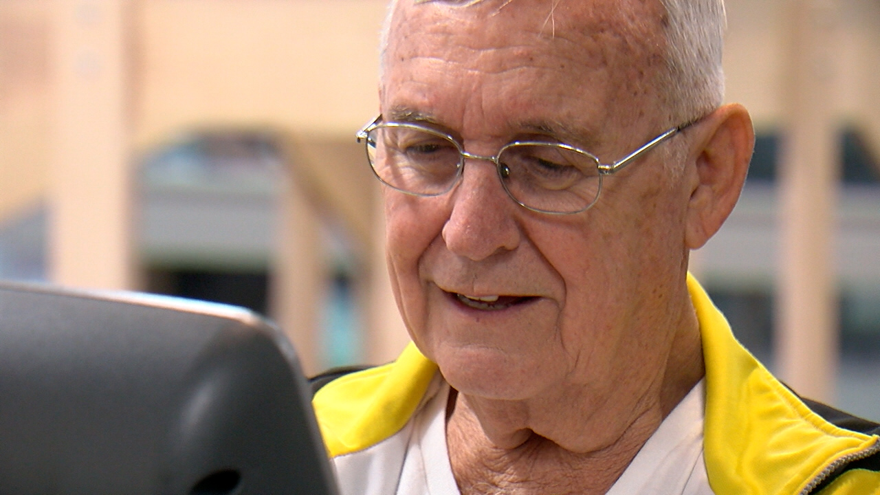 Roy Guinn undergoing physical therapy