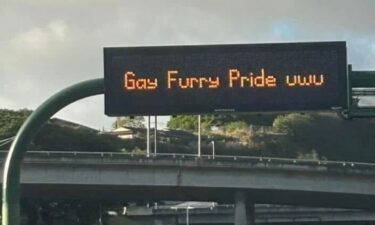 An unauthorized message was made on a sign on Hawaii's Moanalua Freeway to say “Gay Furry Pride uwu”.