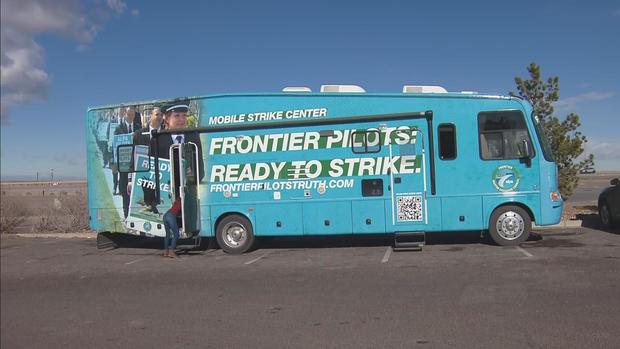 <i>KCNC via CNN Newsource</i><br/>Several Frontier pilots are traveling around the county in a RV that was given the name the Mobile Strike Center.