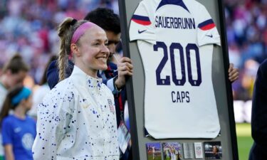 Becky Sauerbrunn after an international friendly against Paraguay in Cincinnati