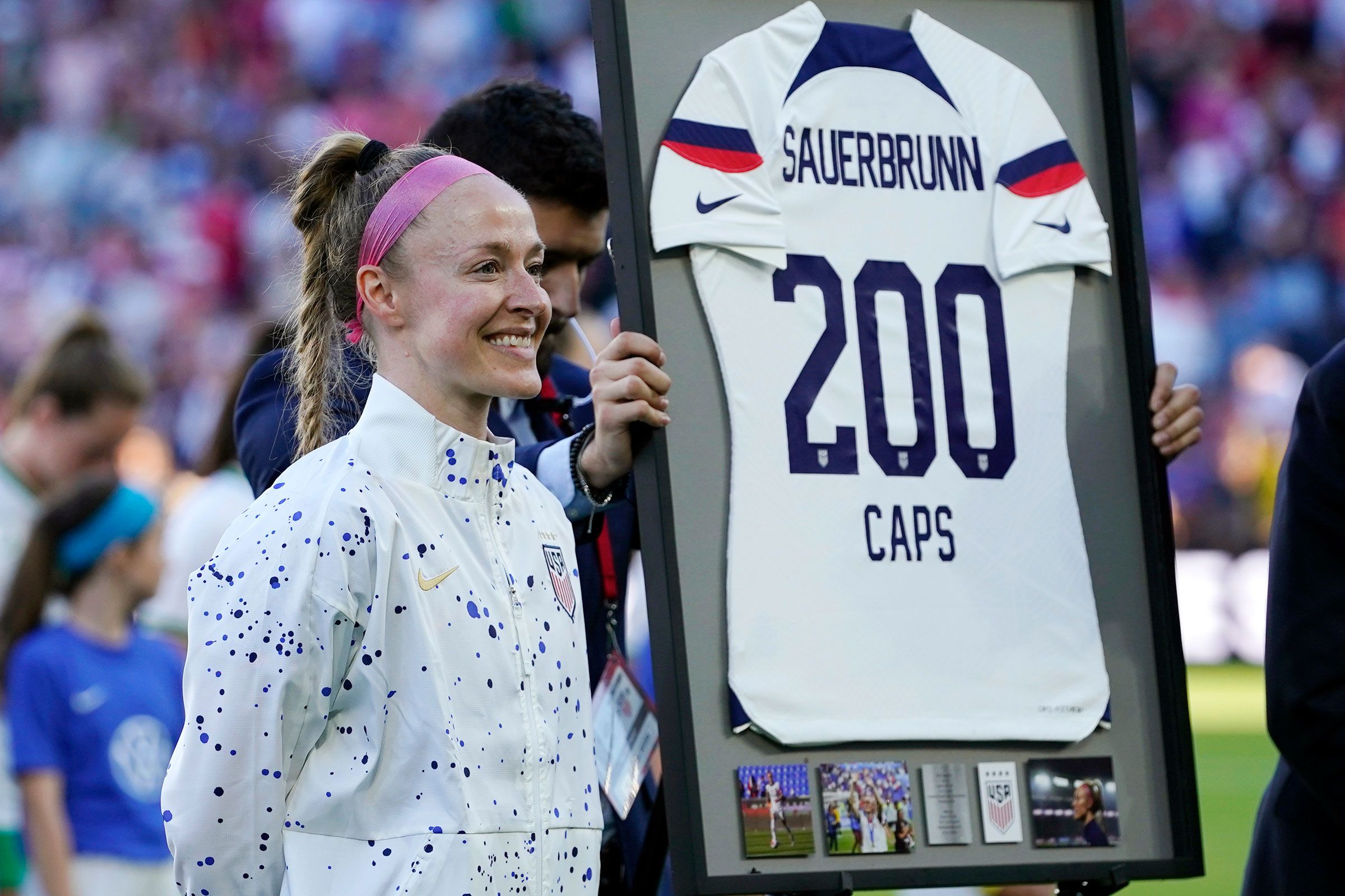 <i>Trevor Ruszkowski/USA Today Sports/Reuters/File via CNN Newsource</i><br/>Becky Sauerbrunn after an international friendly against Paraguay in Cincinnati