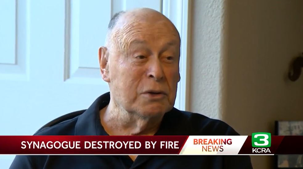 <i>KCRA via CNN Newsource</i><br/>Milton Greene reacts to his childhood Jewish temple being lost in Eaton fire.