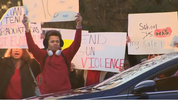 <i>WTVF via CNN Newsource</i><br/>A number of students at Antioch High School voiced their grief and frustration with an organized walkout and rally outside the school.