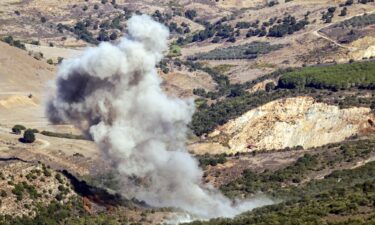 An Israeli airstrike along the course of Lebanon's Litani River in October 2024.