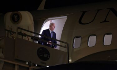 President Joe Biden steps from Air Force One as he arrives in Los Angeles. Wildfires in California have broken out and escalated significantly since Biden touched down in Los Angeles on January 6