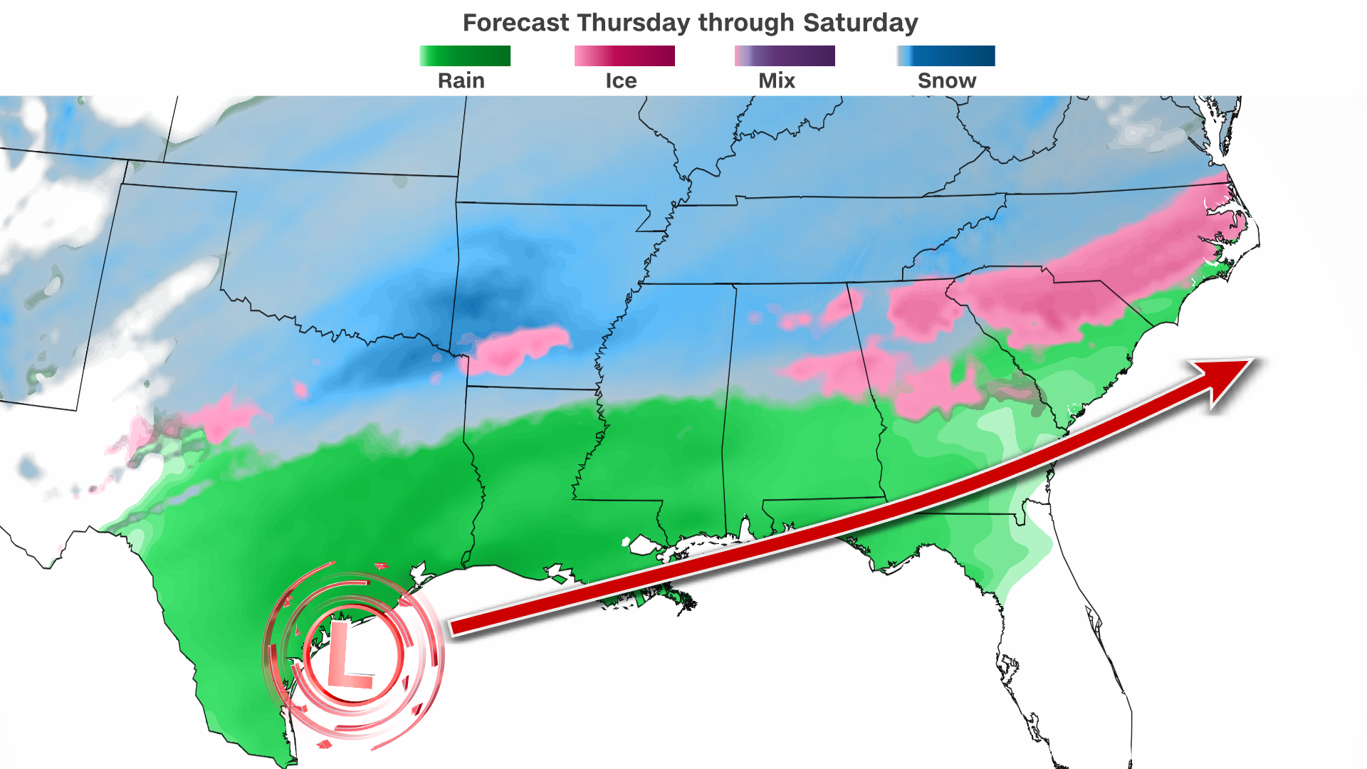 Potent winter storm strengthening as it treks across the South
