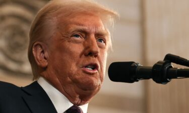 President Donald Trump speaks during inauguration ceremonies in the Rotunda of the US Capitol on January 20 in Washington