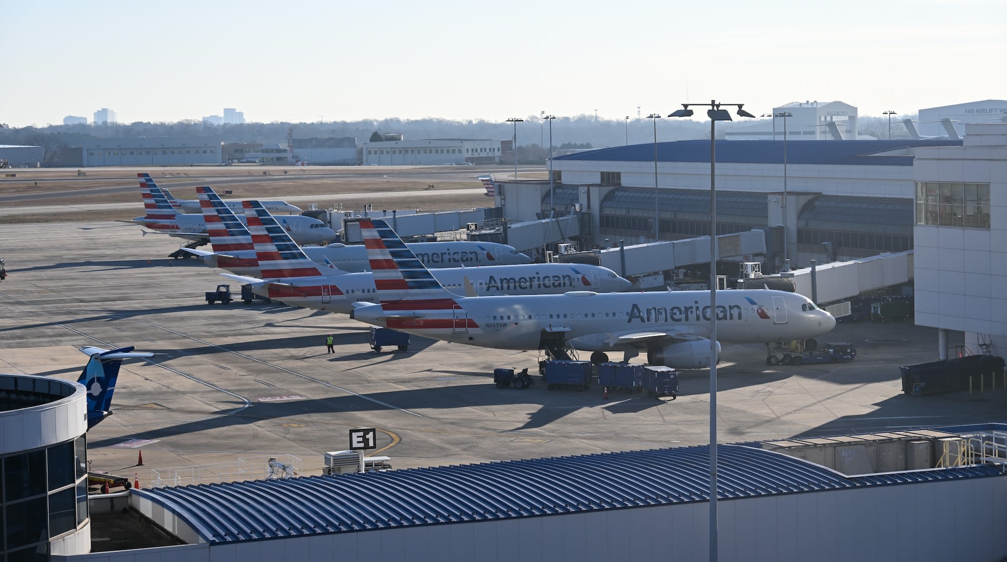 <i>Peter Zay/Anadolu/Getty Images via CNN Newsource</i><br/>Charlotte Douglas International Airport is seen here on December 25. An American Airlines employee working at Charlotte Douglas International Airport was struck and killed by a ramp vehicle while on the tarmac on January 27.
