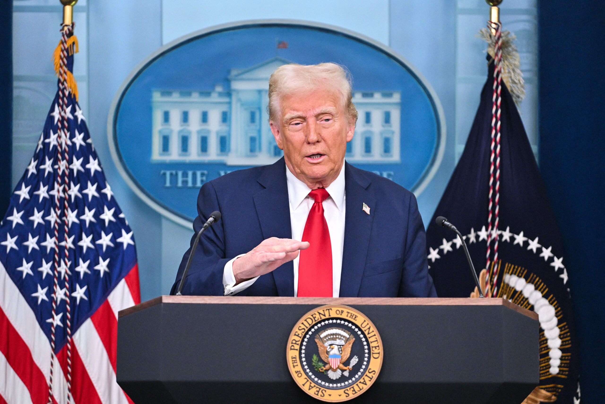 President Donald Trump speaks about the midair collision at the White House on January 30.