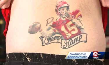 The tattoo: a 9-by-6-inch replication of Mahomes