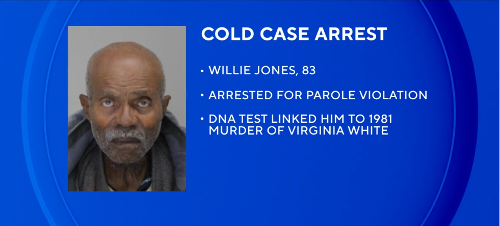 <i>Dallas County Sheriff's Office/KTVT via CNN Newsource</i><br/>Dallas police arrested an 83-year-old man in an over-40-year murder investigation. Willie Jones was arrested on Jan. 16 for a parole violation related to a sexual assault.