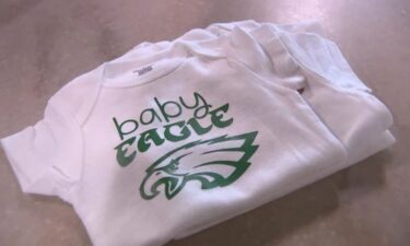 Newborn babies and their families at Bryn Mawr Hospital are getting some homemade Eagles swag