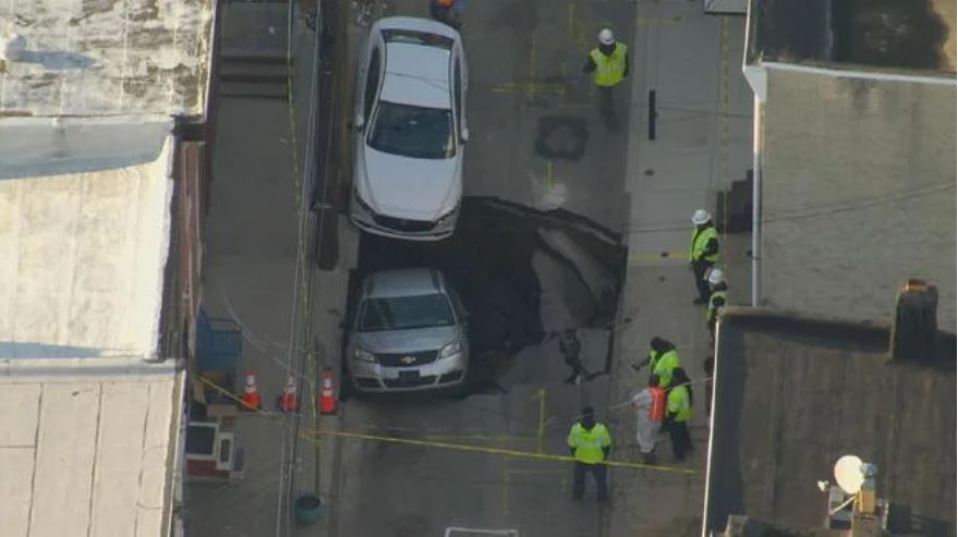 <i>KYW via CNN Newsource</i><br/>A street in Philadelphia's Port Richmond neighborhood is still closed after a large sinkhole opened in the road Tuesday afternoon.