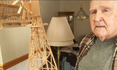 Jerry Hackett uses toothpicks to painstakingly create detailed