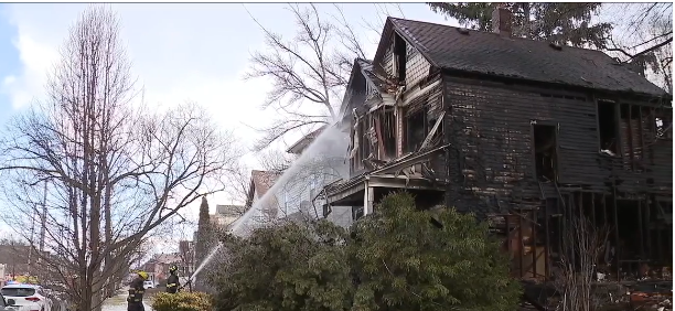 <i>WEWS via CNN Newsource</i><br/>An elderly woman is dead after a fire swept through her three-story home on West 98th Street. The Cleveland Division of Fire said firefighters encountered a hoarding situation that created challenges at the house.