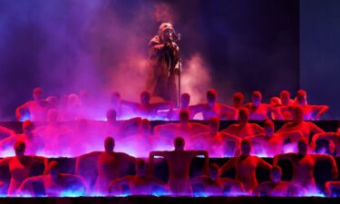 The Weeknd performs onstage during Sunday's Grammy Awards.