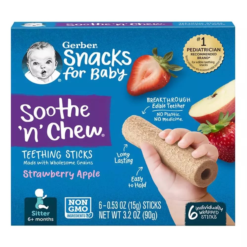 <i>From Nestlé USA via CNN Newsource</i><br/>The packaging of Gerber's strawberry-apple 