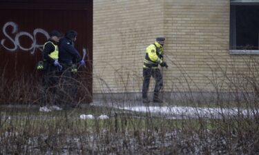 Police at the scene of an incident at Risbergska School.