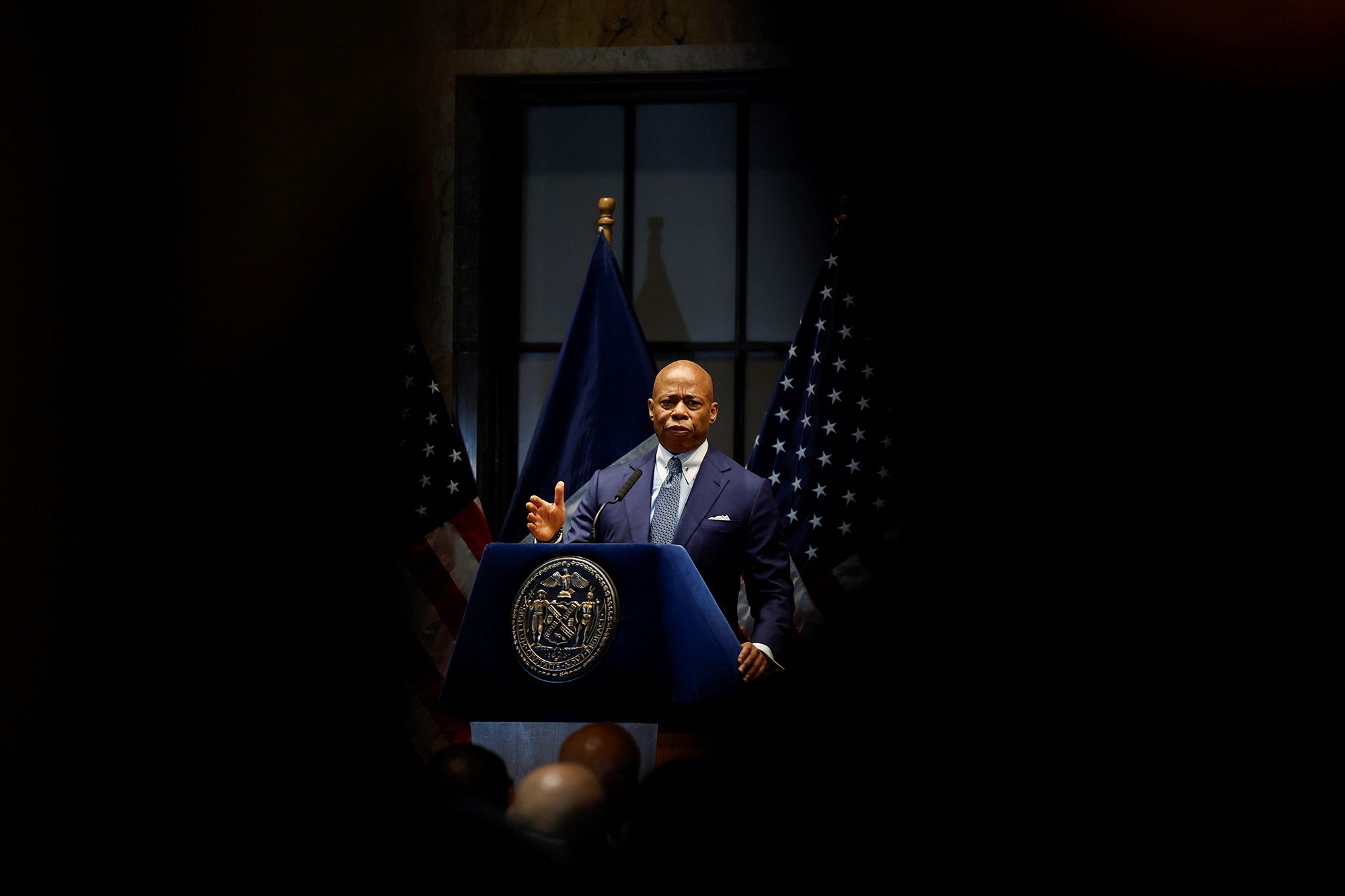 <i>Shannon Stapleton/Reuters via CNN Newsource</i><br/>New York City Mayor Eric Adams attends an interfaith breakfast event in Manhattan in New York City