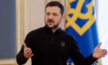 Ukraine's President Volodymyr Zelensky gives a press conference in Kyiv