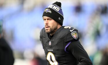 Baltimore Ravens general manager Eric DeCosta speaks to the media at the NFL Scouting Combine in Indianapolis on February 25. DeCosta called the multiple sexual misconduct allegations leveled against the team’s kicker Justin Tucker “serious” and “concerning” in a news conference.