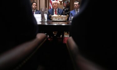 President Donald Trump delivers remarks during a Cabinet Meeting at the White House on February 26