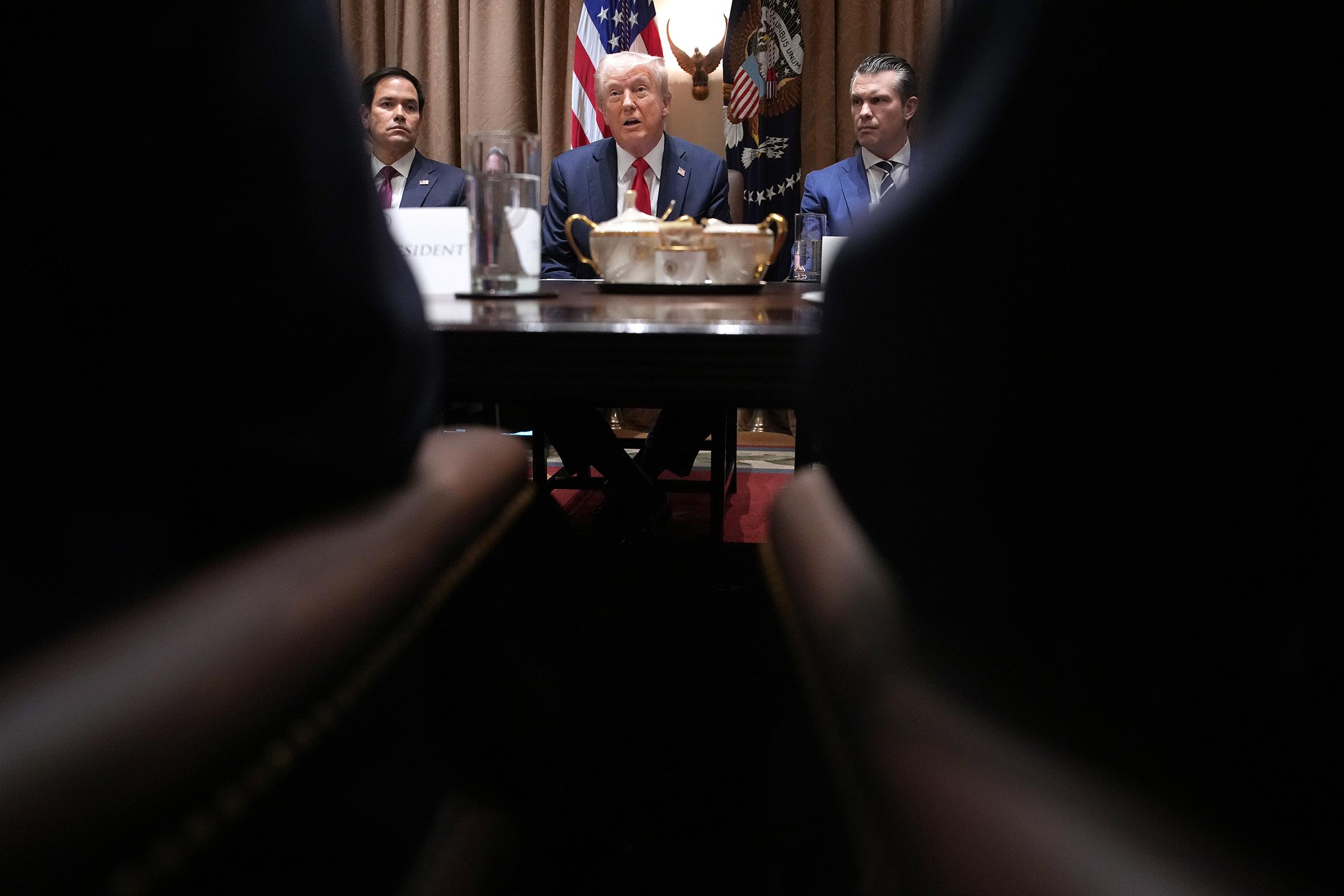 <i>Andrew Harnik/Getty Images via CNN Newsource</i><br/>President Donald Trump delivers remarks during a Cabinet Meeting at the White House on February 26