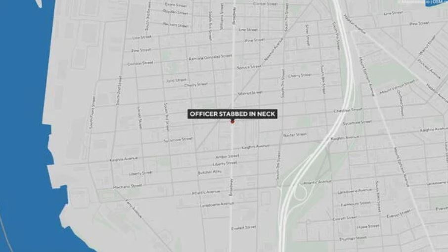 <i>KYW via CNN Newsource</i><br/>An on-duty Camden police officer was stabbed in the neck on Sunday night in a "senseless act