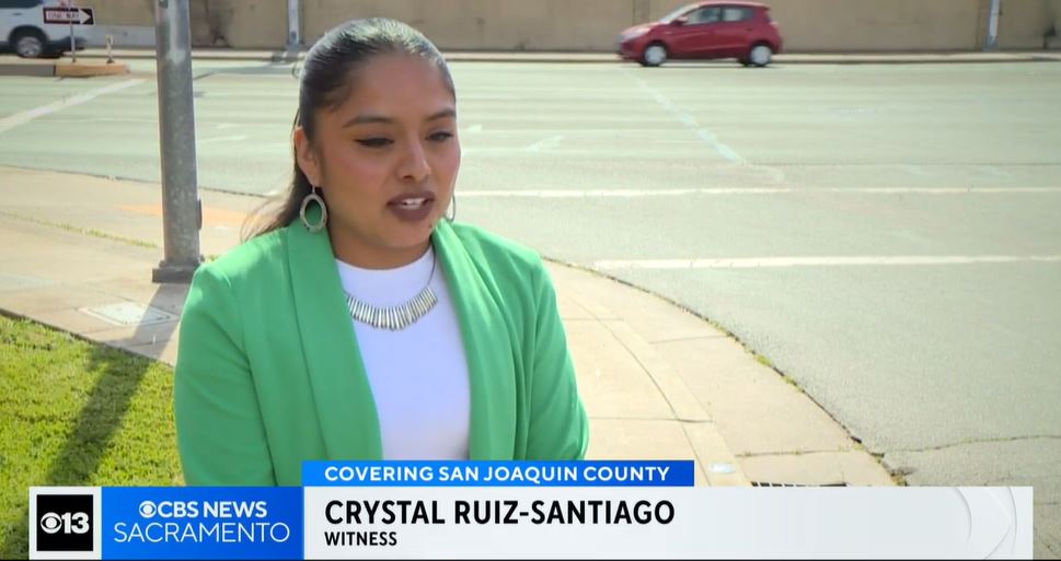 <i>KOVR/KMAX via CNN Newsource</i><br/>Crystal Ruiz-Santiago was running errands on the morning of February 28 when she spotted a man coming out of a storm drain in Stockton.