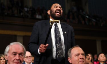 Texas Democratic Rep. Al Green shouts out as President Donald Trump addresses a joint session of Congress at the U.S. Capitol on March 4