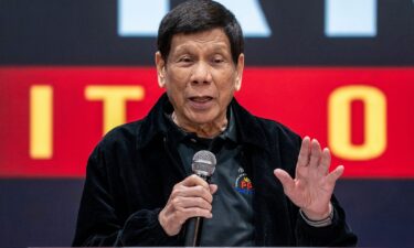 Rodrigo Duterte speaks at a rally on March 9. Former Philippine President Rodrigo Duterte has been put on a plane to The Hague following his arrest on an International Criminal Court (ICC) warrant