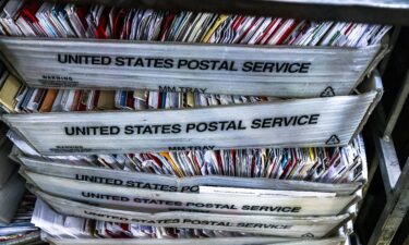 Mail is seen at the United States Postal Service (USPS) Dulles Processing and Distribution Center in Dulles
