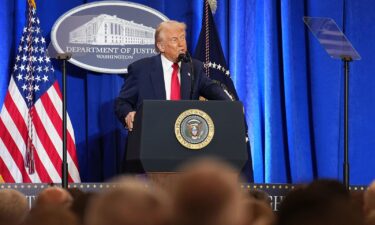 President Donald Trump speaks at the Justice Department in Washington